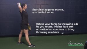 Softball Throwing Training Staggered Stance Arm Behind High Leve